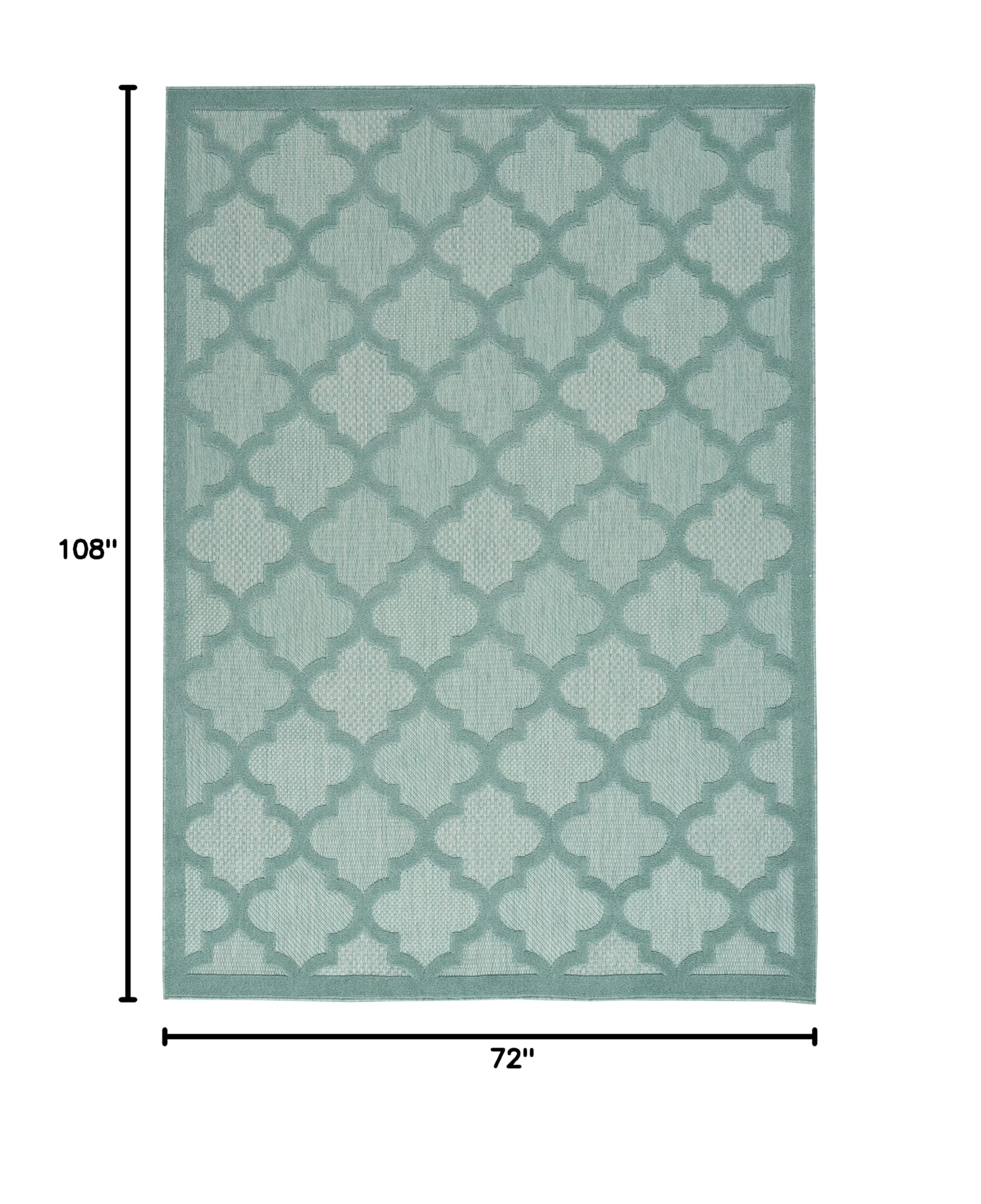 Nourison Easy Care Moroccan Aqua/Teal 6' x 9' Area Rug - Trellis Pattern, Stain Resistant & Non-Shedding for Easy Cleaning | Perfect for Living Room, Bedroom, Dining Room, Backyard, Deck & Patio Decor (6x9)