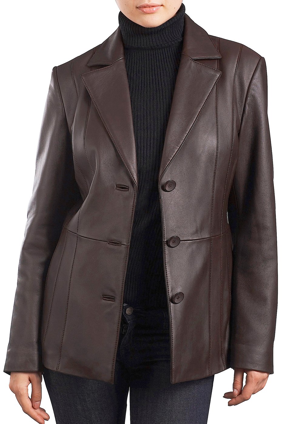 BGSD Women's Crystal Embellished Lambskin Leather Blazer Jacket - Regular, Plus Size & Petite Options - Elegant Office Wear & Evening Party Outfit