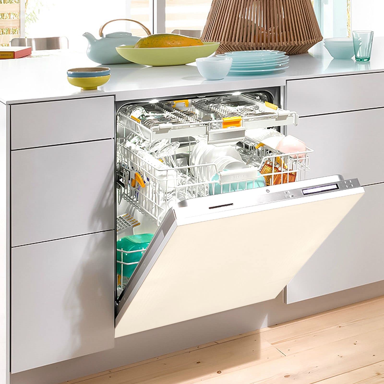 Bisque Magnetic Dishwasher Cover - Decorative Sticker Panel for Dishwasher & Fridge - Waterproof Kitchen Decoration - Perfect for Home, Apartment & RV Use