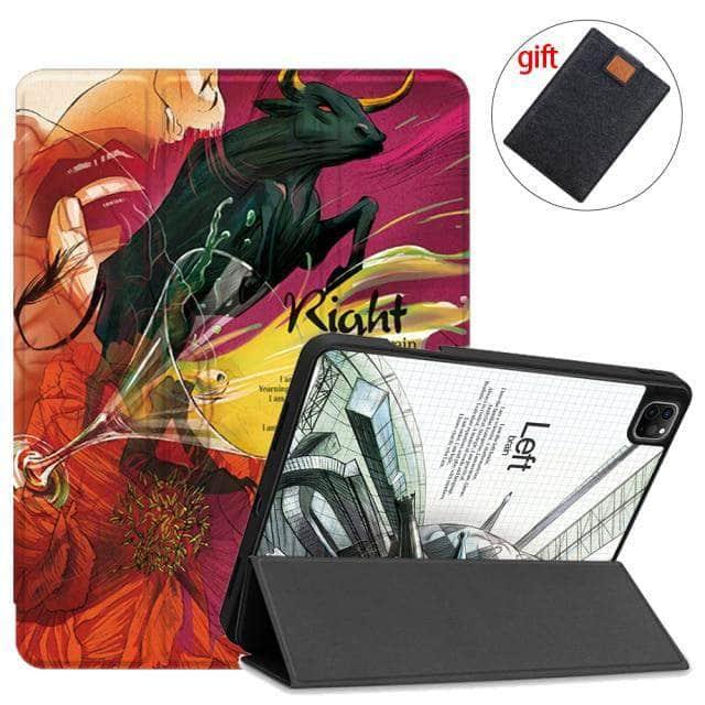 Premium MTT Magnetic TriFold Smart Stand Case for iPad Pro 12.9 (2021) - Compatible with Apple Pencil - Perfect for Work, Study & Entertainment
