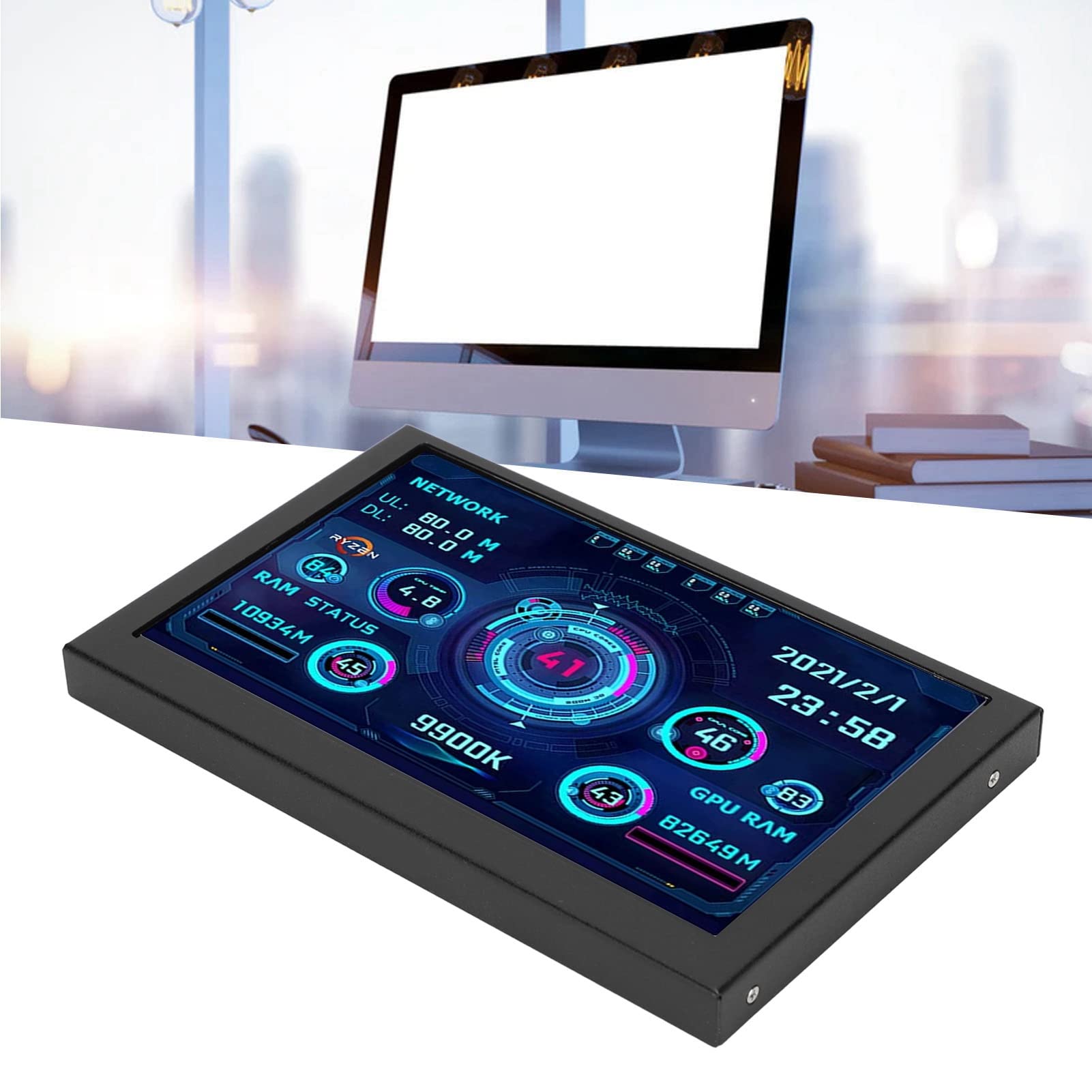 Kikumi AIDA64 PC Temperature Monitor - 5 Inch IPS USB Display for CPU GPU Data - Real-Time PC Hardware Monitoring for Gaming and Overclocking