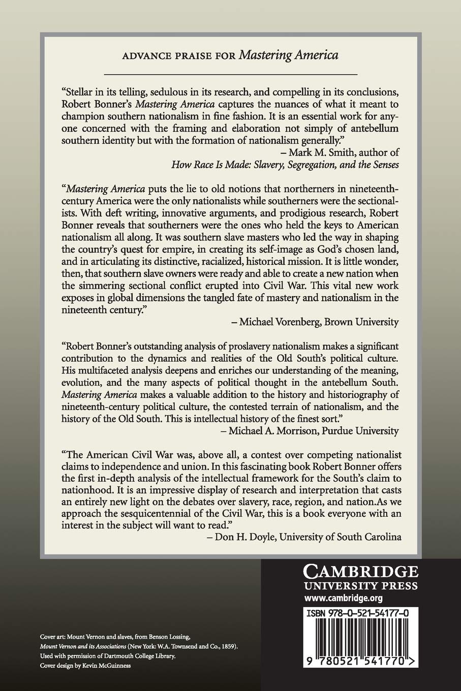 Mastering America: Southern Slaveholders and the Crisis of American Nationhood - Cambridge Studies on the American South | Historical Analysis of Slavery & National Identity | Perfect for US History Scholars & Civil War Research