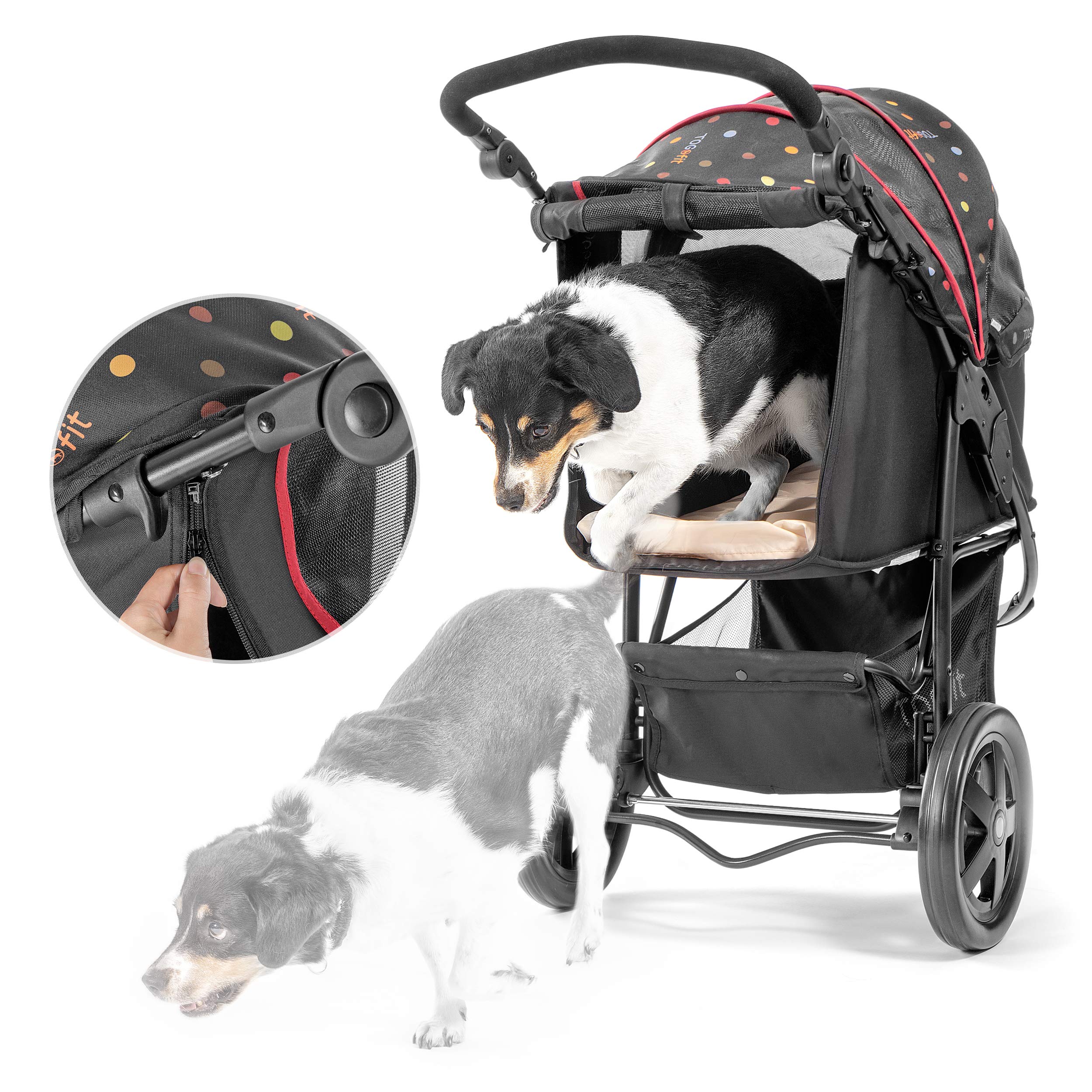 Hauck TOGfit Pet Roadster Luxury Foldable Dog Stroller for Small Dogs, Cats & Senior Pets - 6 Inch Wheels, Breathable Mesh Fabric - Perfect for Walking, Shopping & Outdoor Adventures