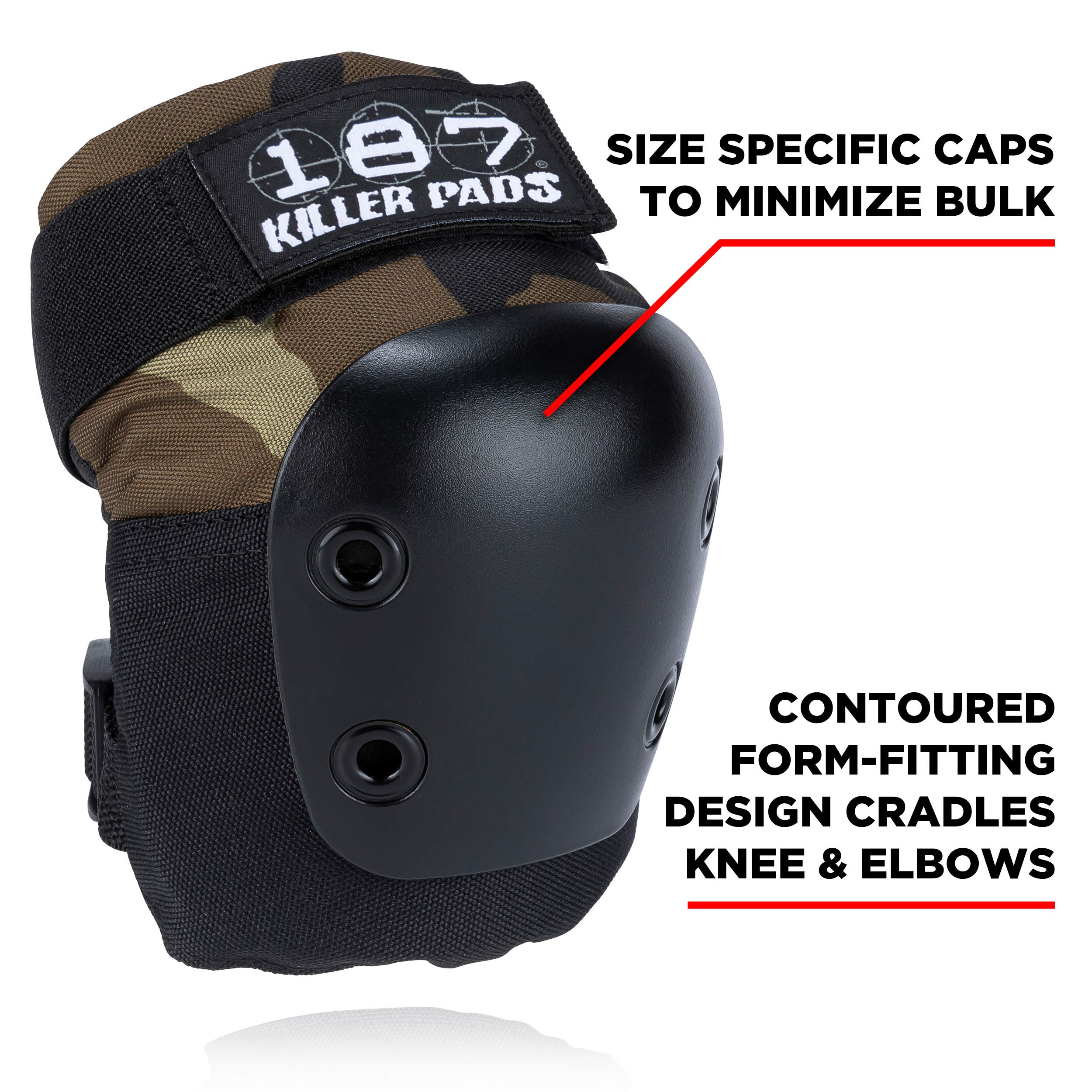187 Killer Pads Knee & Elbow Pads Combo Pack - Camouflage Design, Large/X-Large Size - Perfect for Skateboarding, Rollerblading & Extreme Sports Protection