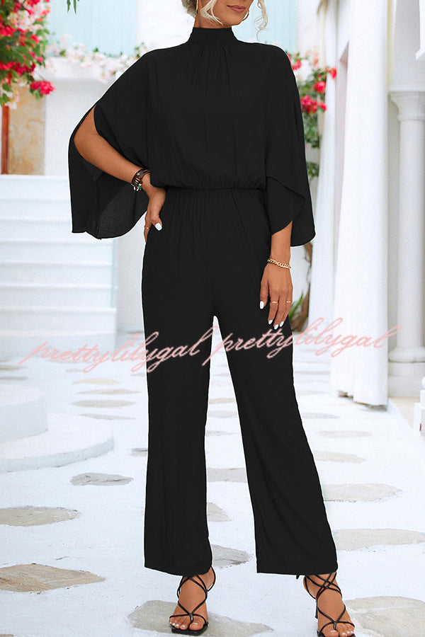 Elegant Solid Color Slit Back Lace Up Hollow Long Sleeve Jumpsuit for Women | Chic Party & Evening Wear | Perfect for Date Night, Cocktail Parties & Special Occasions