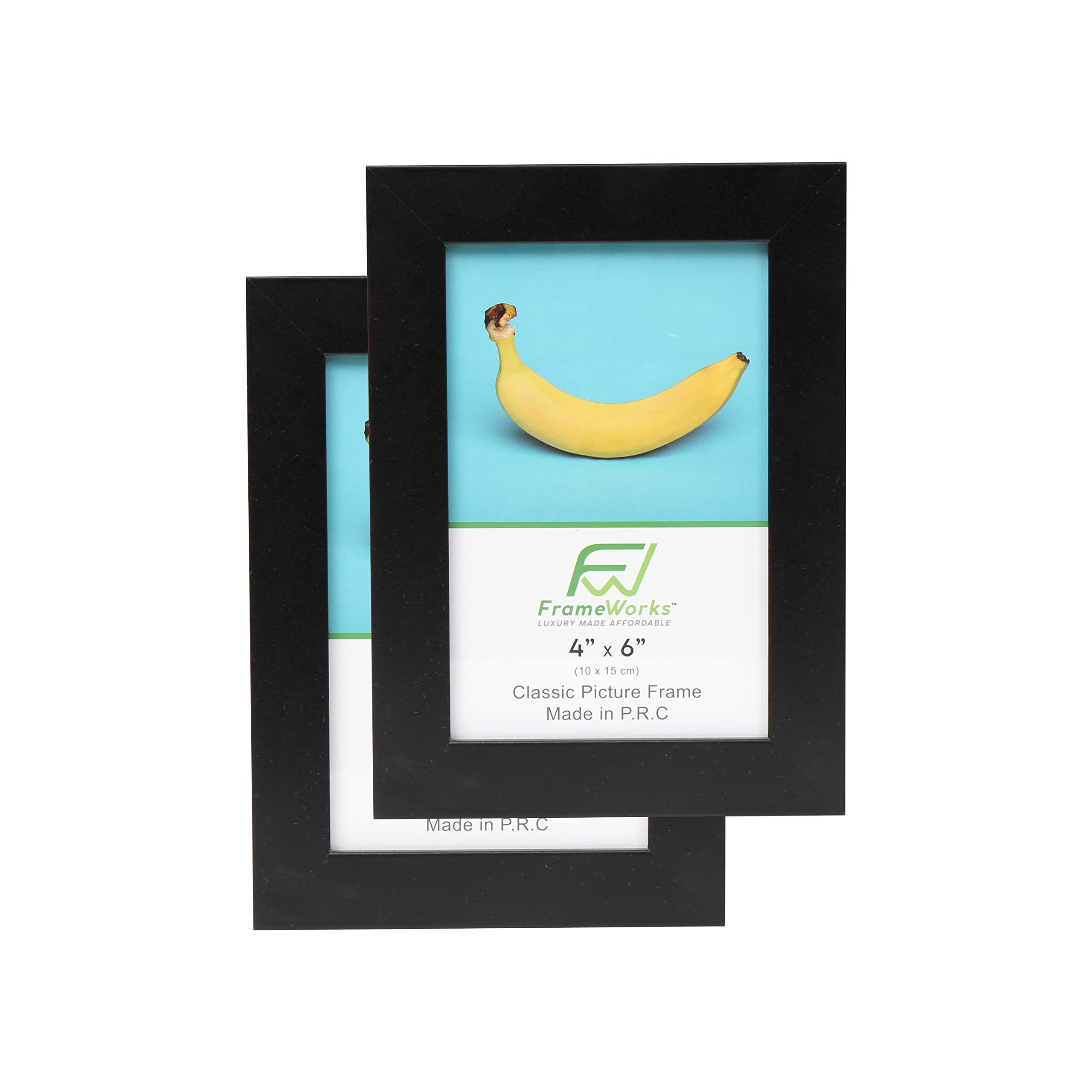 FrameWorks 2-Pack 4x6 Picture Frames Black - Classic Wooden Photo Frames with Tempered Glass, Modern Matte Finish for Prints, Posters, Certificates & Wall Decor - Perfect for Home, Office, Gallery & Gift Giving