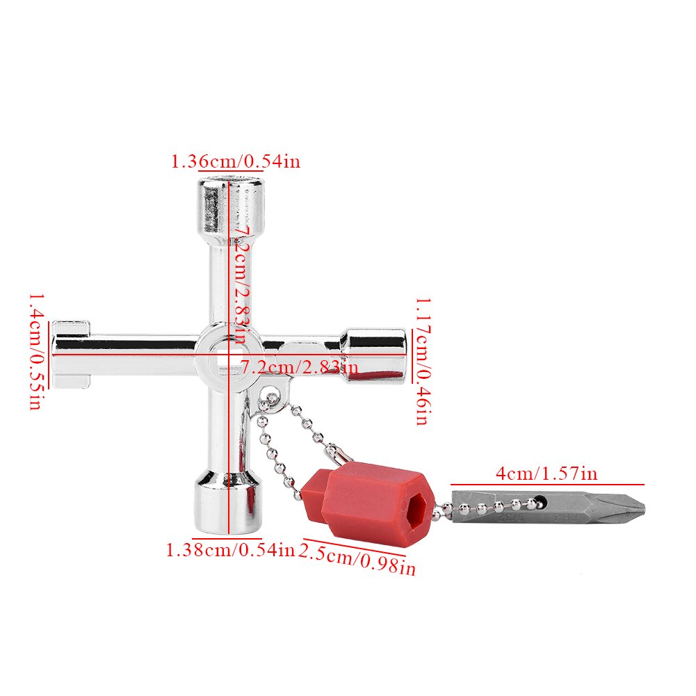 4 in 1 Universal Multi-Tool Key Set - Zinc Alloy Cross Opening Key with Bit for Plumbers, Electricians & Technicians - Perfect for Train, Electrical, Elevator, Cabinet & Valve Maintenance (Home & Industrial Use)
