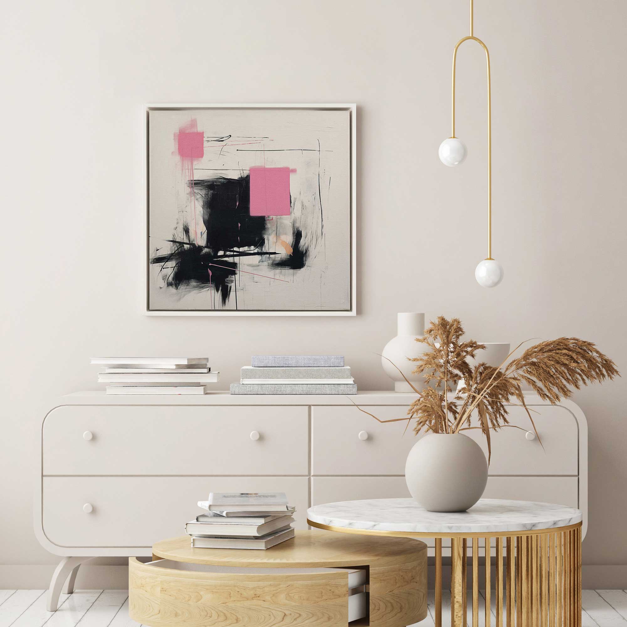 Graphite Pink Fusion v2 Canvas Print - Modern Abstract Wall Art for Living Room, Bedroom & Office Decor