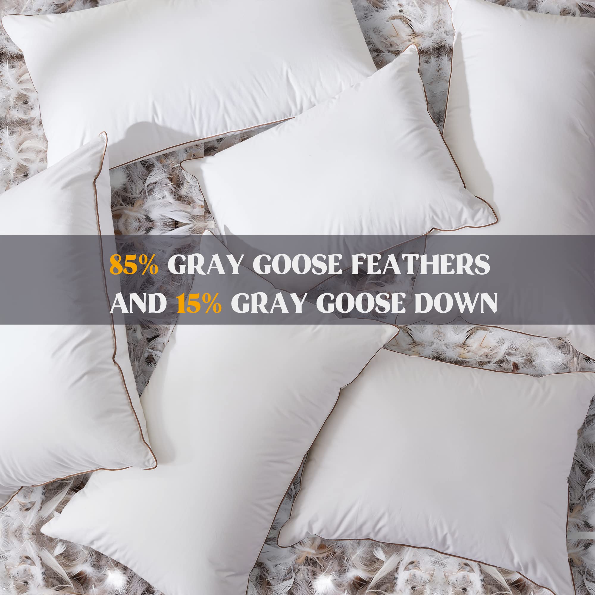 Puredown® USA-Made Soft Fluffy Medium Firm Hotel Pillow - Queen Size Set of 2 with 100% Cotton Cover - Ideal for Back, Stomach & Side Sleepers - Perfect for Luxury Bedding, Guest Rooms & Home Comfort