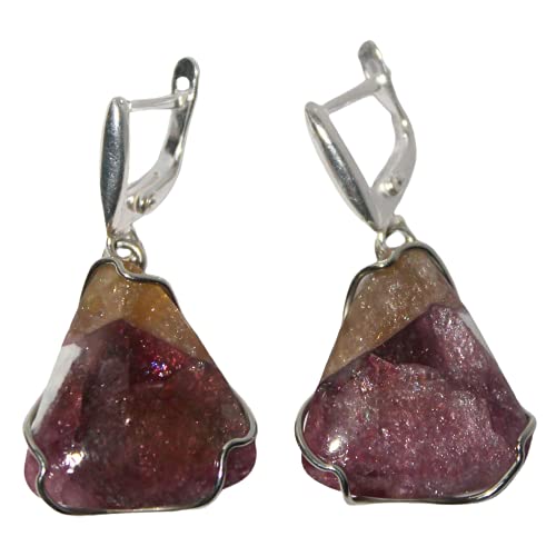 Natural Tourmaline & Rubellite Gemstone Earrings for Women – Elegant Handmade Jewelry for Parties, Weddings & Special Occasions
