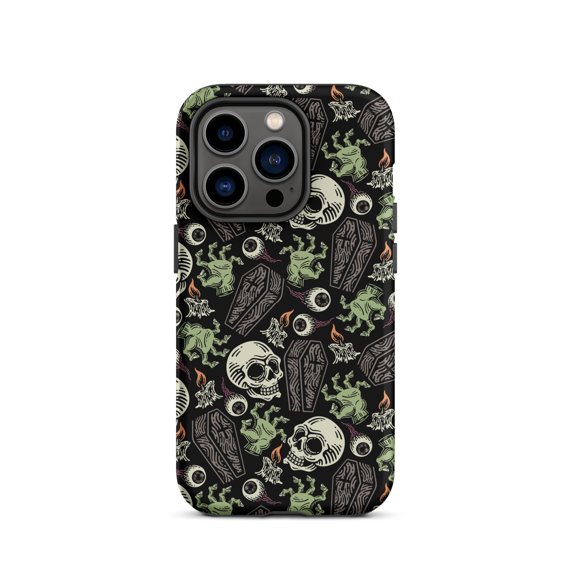 Premium Skeleton Horror iPhone Case - Durable Shockproof Protection for iPhone 12/13/14/15 Pro Max - Gothic Halloween Aesthetic Phone Cover for Parties & Cosplay