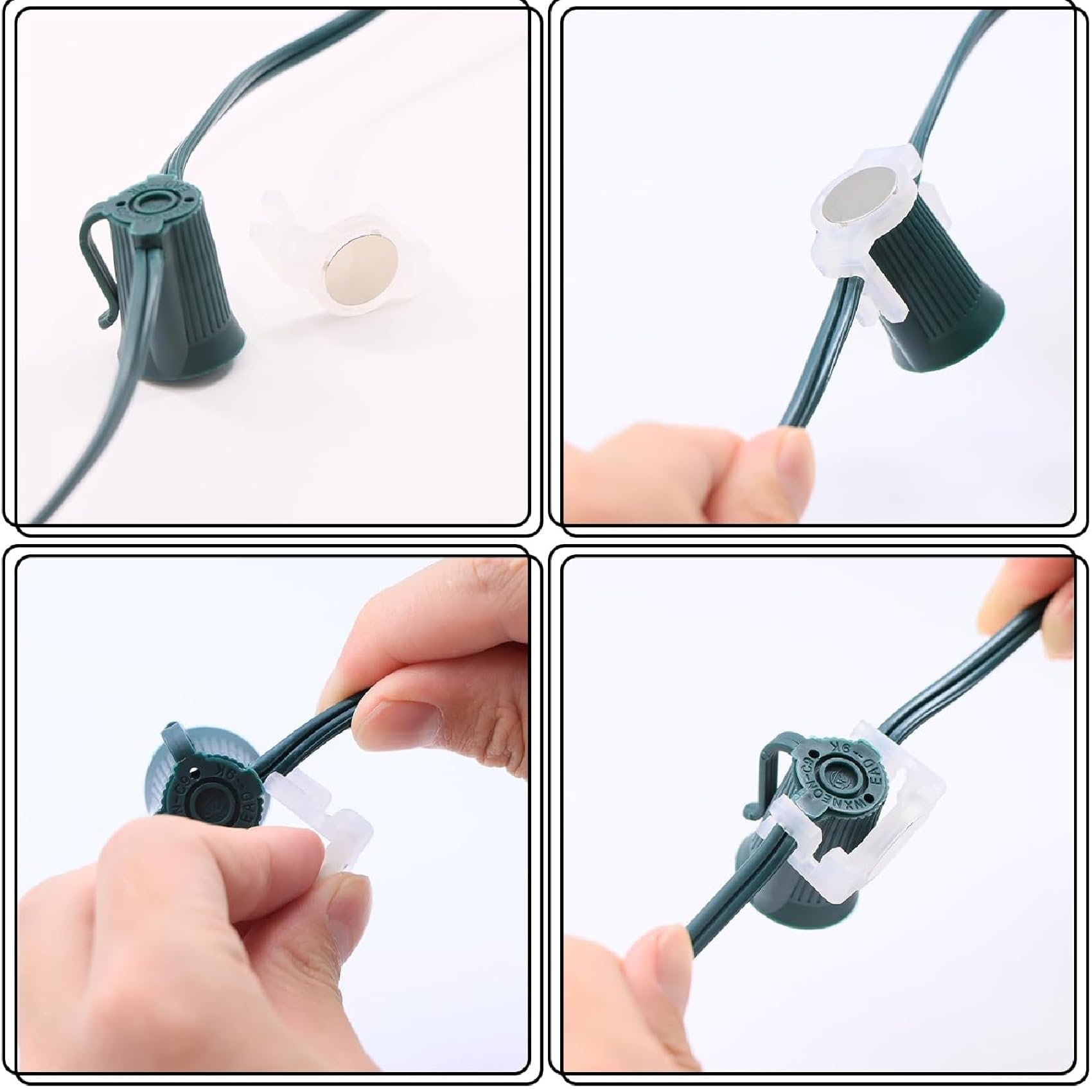 100PCS Heavy Duty Magnetic Christmas Light Clips with Iron Sheet & Screws - Strong Magnet Hooks for Outdoor/Indoor Holiday Decorations, Roof Gutters, Railings & Christmas Tree Lighting