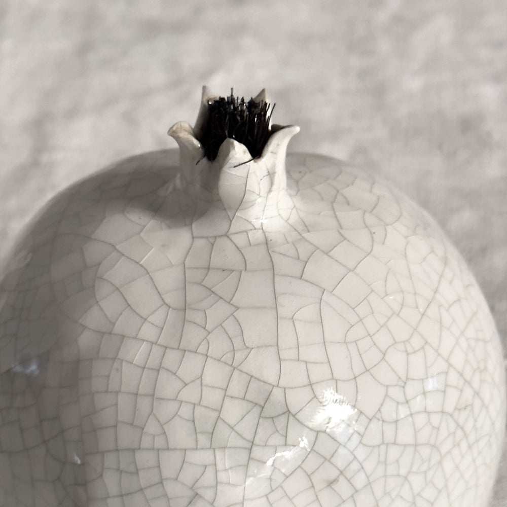Handmade Crackle Glazed Ceramic Pomegranate - Large Decorative Fruit Bowl for Home, Kitchen & Dining Room Decor | Perfect for Centerpieces, Table Settings & Gift Giving