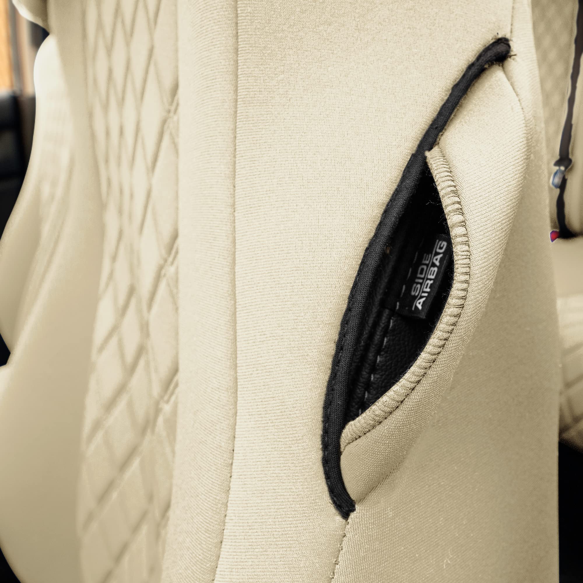 FH Group Custom Fit Neoprene Seat Covers for 2018-2022 Honda Accord (Touring/Sport/SE/EX/EX-L) - Full Set Waterproof Beige Car Seat Protectors | Durable Honda Accessories for Daily Commute & Road Trips