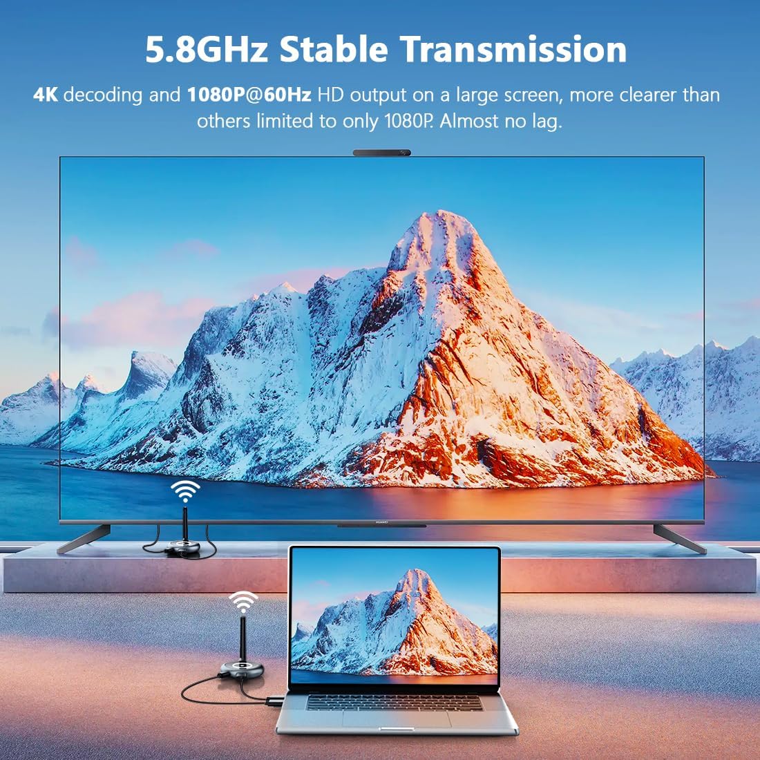TIMBOOTECH Wireless HDMI Receiver - 4K Streaming for PC, Laptop, Camera to TV, Monitor, Projector | Multi-Screen Setup for Home Theater, Office Presentations & Gaming