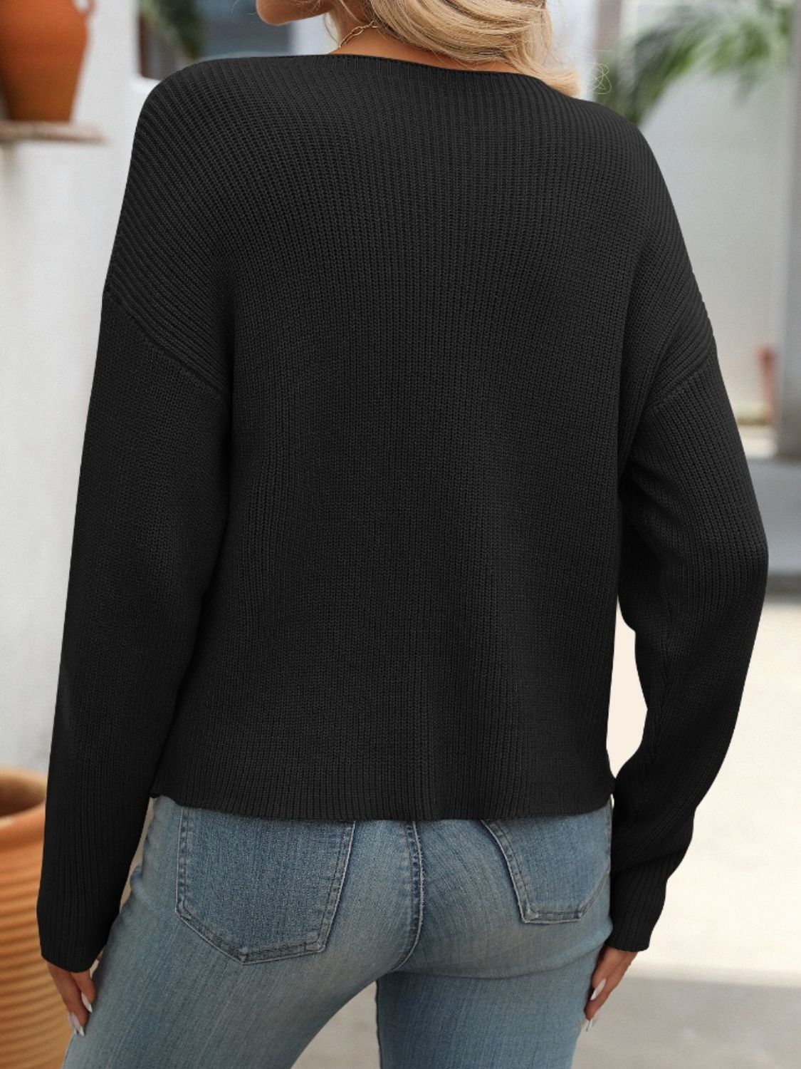 Mandy Women's Round Neck Long Sleeve Knit Sweater - Cozy Winter Pullover for Casual Outfits & Office Wear