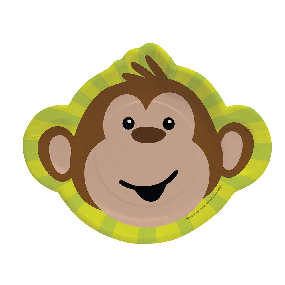 8-Count Eco-Friendly Paper Dinner Plates - Monkeyin' Around Design for Parties, Picnics & BBQs - Durable Disposable Plates for Birthday, Wedding & Family Gatherings