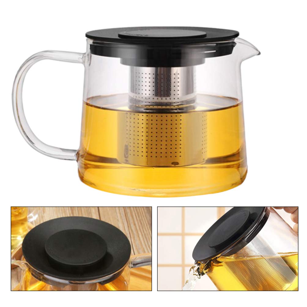 DOITOOL 34oz Glass Teapot with Infuser & Strainer - Heat Resistant Stovetop Kettle for Loose Leaf Tea, Iced Tea & Milk - Perfect for Home, Office & Tea Parties (1pc)