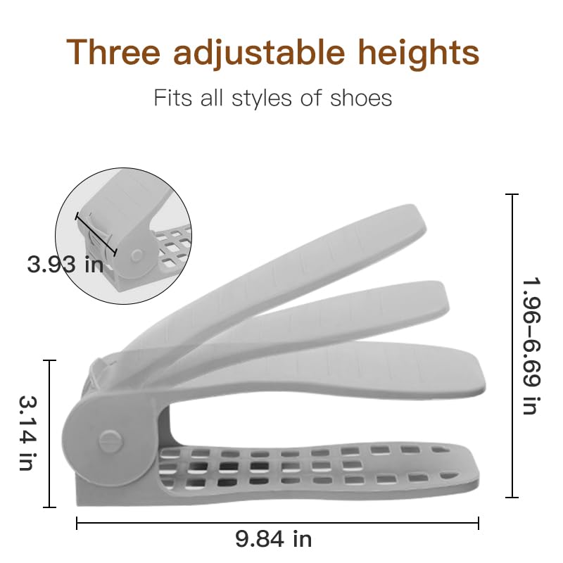 Adjustable Shoe Slot Organizers - 12 Pack | Eco-Friendly PP Material Shoe Rack | Space-Saving Closet Organizer for Shoes, Boots & Sandals (Grey) | Perfect for Bedroom, Entryway & Small Space Organization
