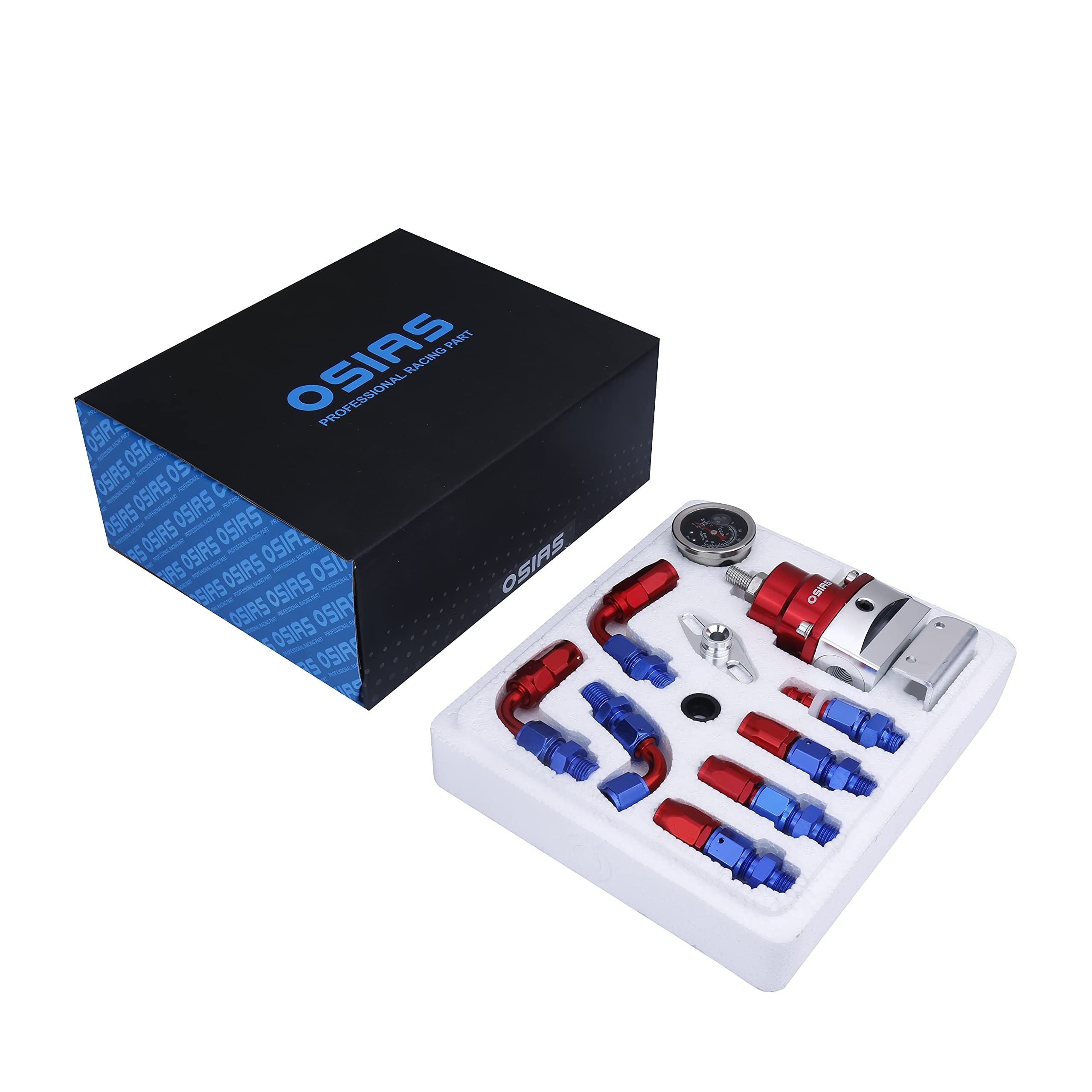 OSIAS Adjustable Fuel Pressure Regulator Kit - 160psi AN6 Fitting, Red Aluminum Universal EFI System for Cars & Marine Engines - Perfect for Performance Tuning & Fuel System Upgrades