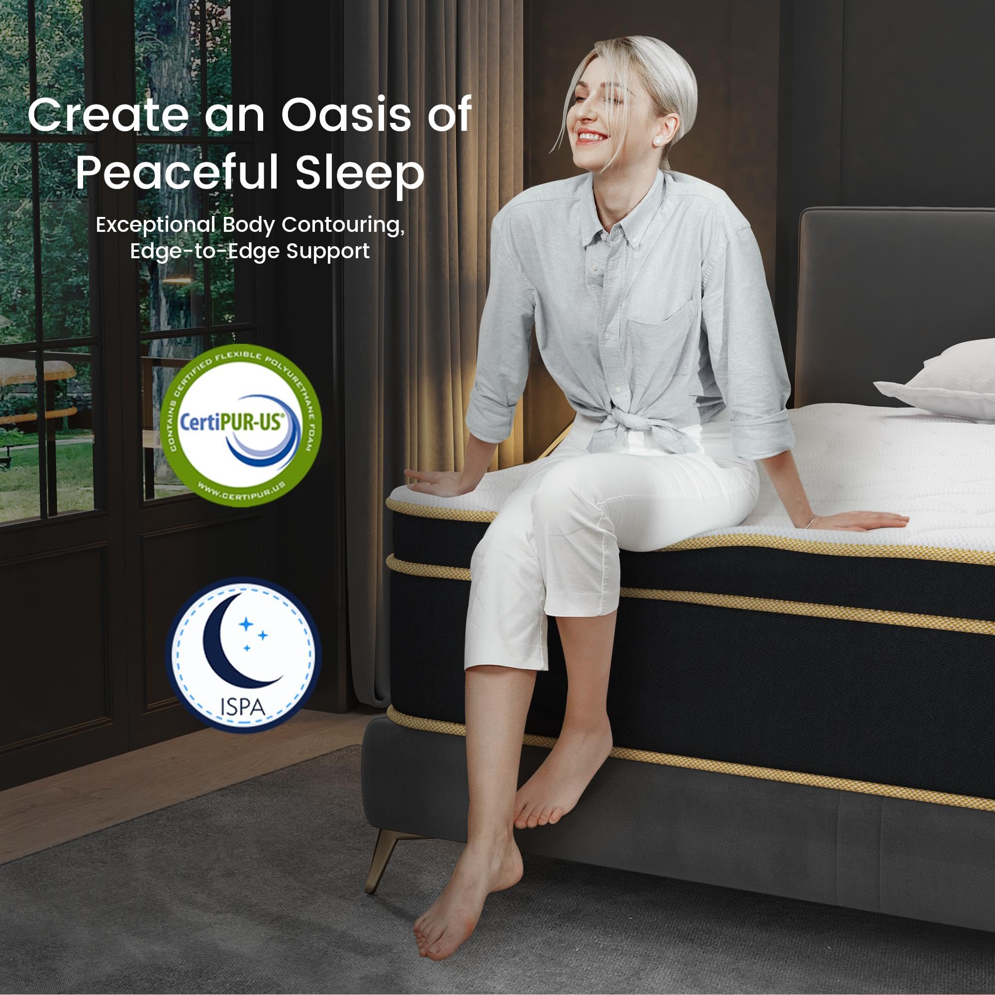 12 Inch Queen Hybrid Mattress - Medium Firm Foam & Pocket Coils for Edge Support | CertiPUR-US Certified | Bed in a Box | Perfect for Guest Rooms, Dorms & Small Apartments