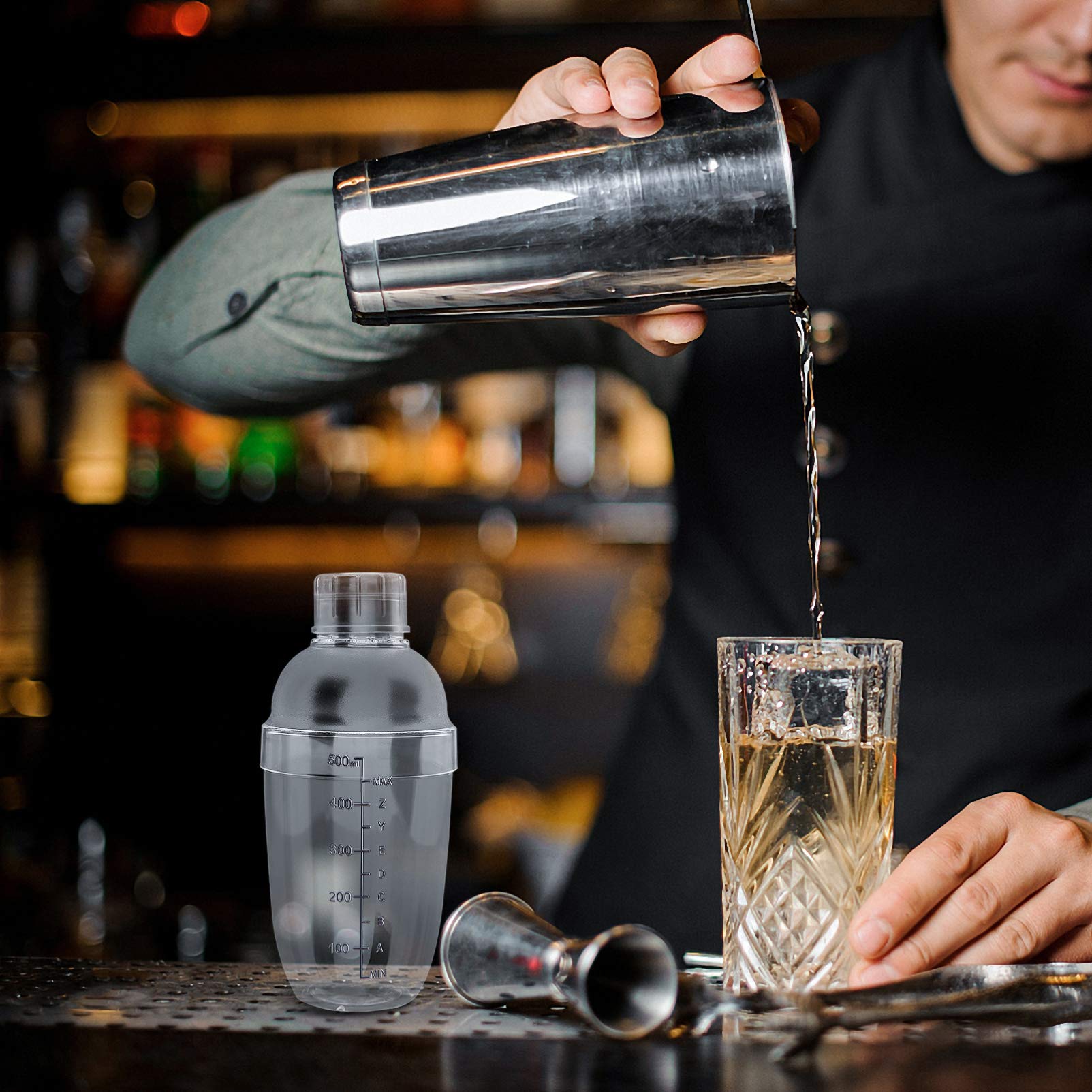 Cabilock Clear Glass Shaker Tea Pot - Cocktail Mixing Cup, Milk Mixer Bottle, Hand Drink Mixer for Wine, Cocktails, Milk Tea - Anti-Scalding, Durable Plastic & Glass Drinkware - Perfect for Home Bars, Coffee Shops, and Tea Parties