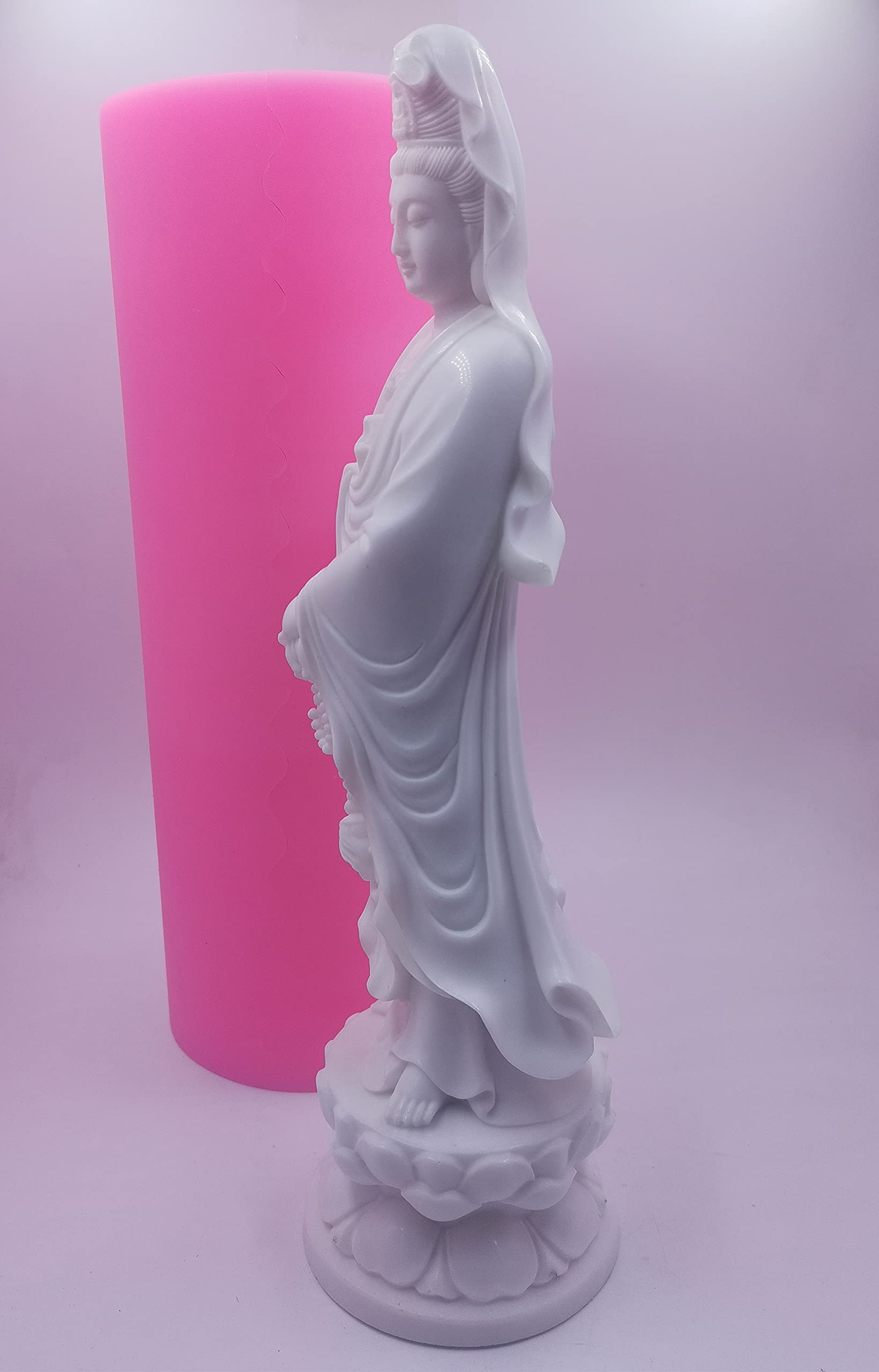 Large Buddha Avalokitesvara Silicone Candle Mold for Wax, Aroma, Gypsum, Plaster, Ceramic & Resin Crafts (9.9 x 30 cm) - Perfect for DIY Home Decor, Meditation Spaces & Spiritual Gifts