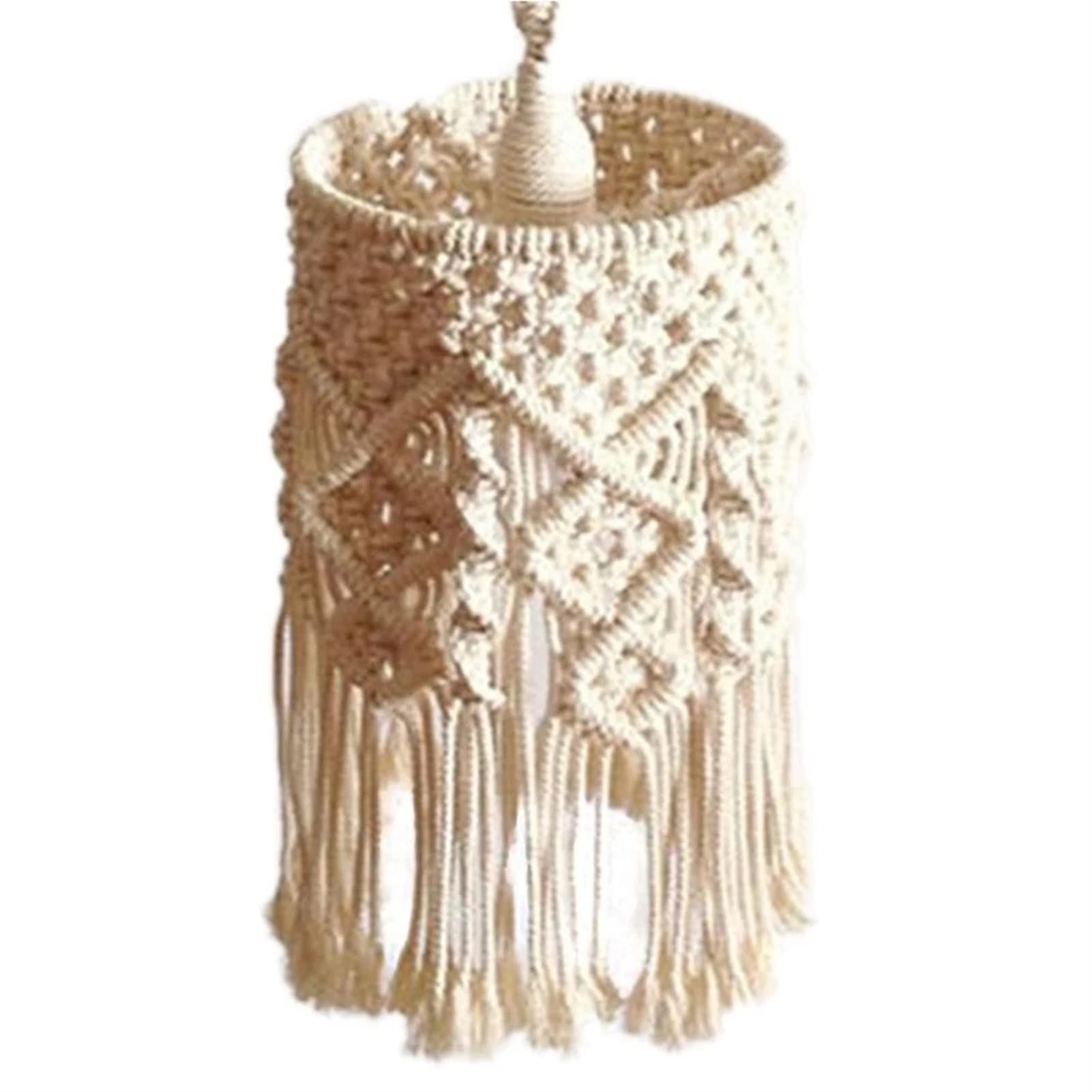 Handmade Bohemian Macrame Woven Lampshade - Natural Jute Wall Hanging Light Fixture for Living Room, Bedroom & Cafe Decor (Beige, One Size) | Perfect for Boho Home Decor, Wedding Backdrops & Cozy Ambient Lighting