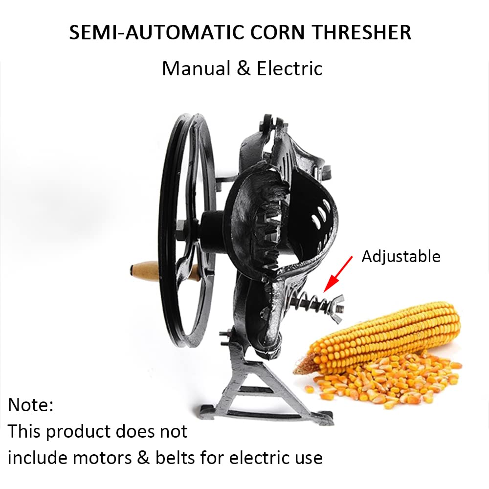 40-60kg/H Manual Corn Sheller with Wooden Handle - Heavy Duty Cast Iron Corn Thresher for Small Farms & Home Use - Perfect for Harvesting, Seed Processing & Homesteading