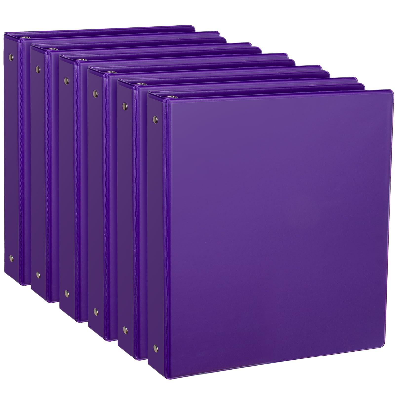 1-Inch Round Ring Binder - 6-Pack Purple 3-Ring Binders for Letter Size Paper | Durable Presentation Binders for School, Office & Home Organization | Perfect for Reports, Projects & Document Storage