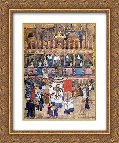 St. Mark's Easter Procession - 20x24 Gold Ornate Framed Museum Art Print by Maurice Prendergast | Double Matted Religious Wall Decor for Home, Church & Office