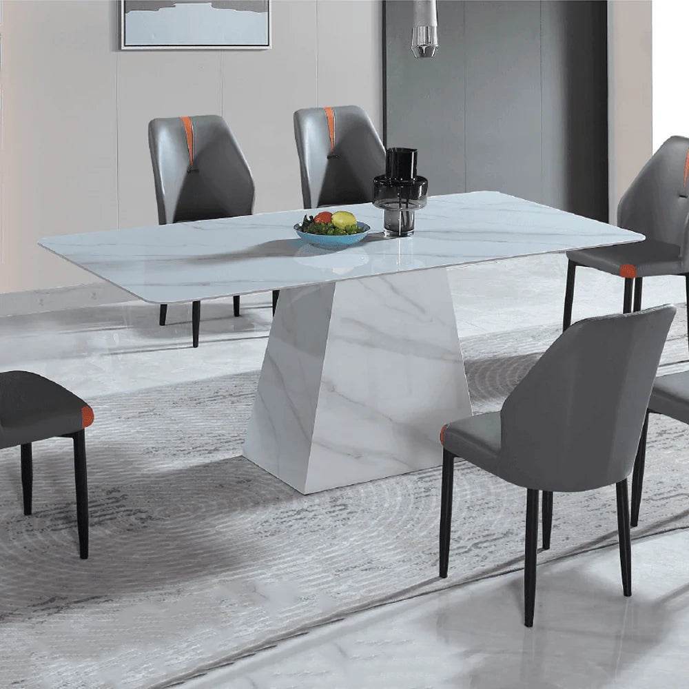 Premium Edoardo Marble Dining Table Set with 6 Chairs - Modern Luxury Marble Top Kitchen Furniture for Elegant Dining Room & Entertaining Guests