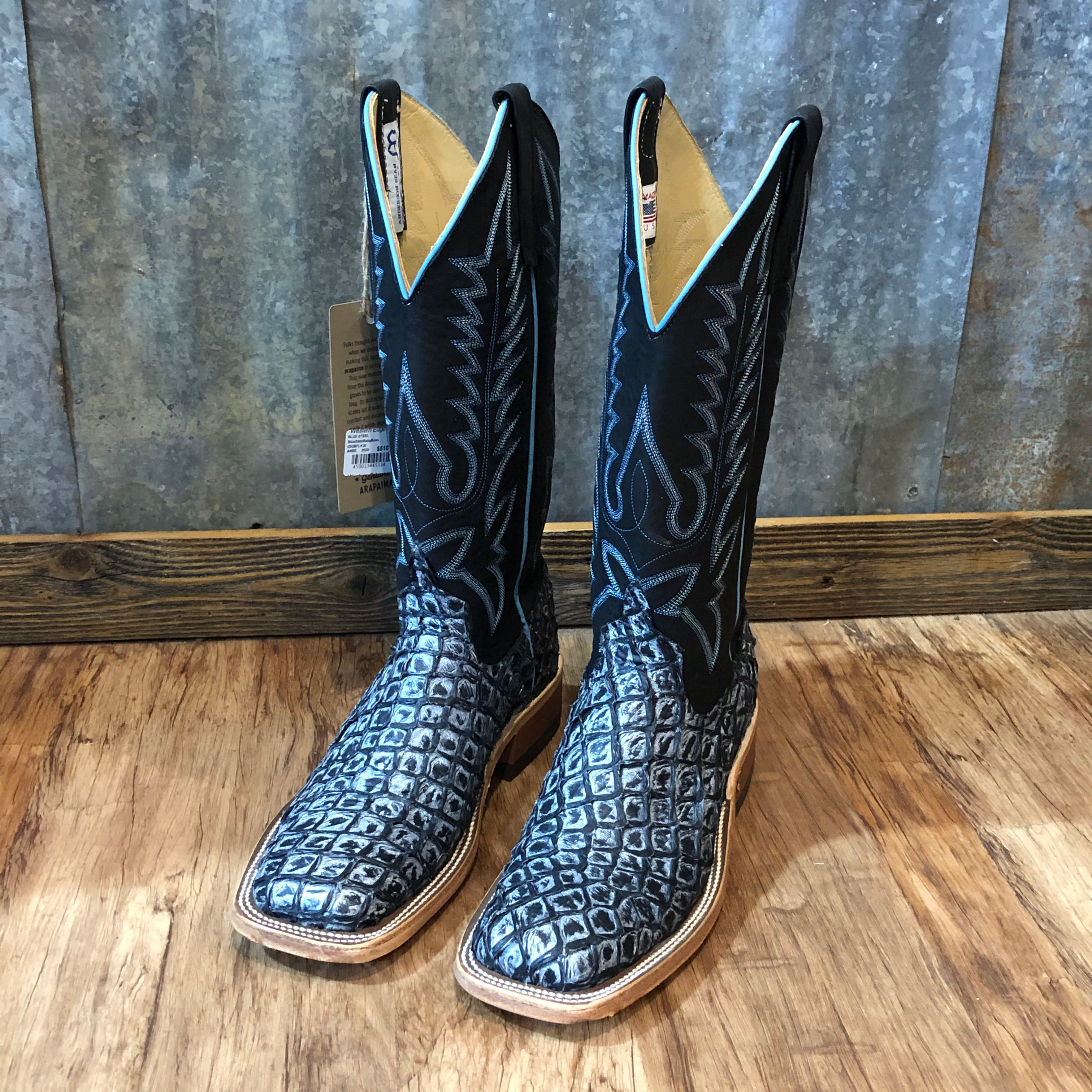 Anderson Bean Women's Blue Steel Baby Bass Western Boots - Stylish Cowgirl Boots for Country Dancing, Rodeo & Casual Wear