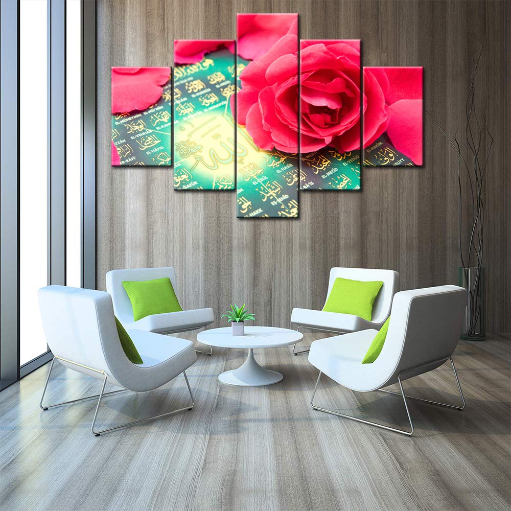 Islamic Canvas Wall Art - Quran Arabic Calligraphy Painting of Mecca - Muslim Religious Artwork for Modern Home Decor - Framed Multi-Panel Ready to Hang - Perfect for Bedroom, Living Room & Prayer Room (60x40 Inches) - Ideal Gift for Eid, Ramadan & Islamic Holidays