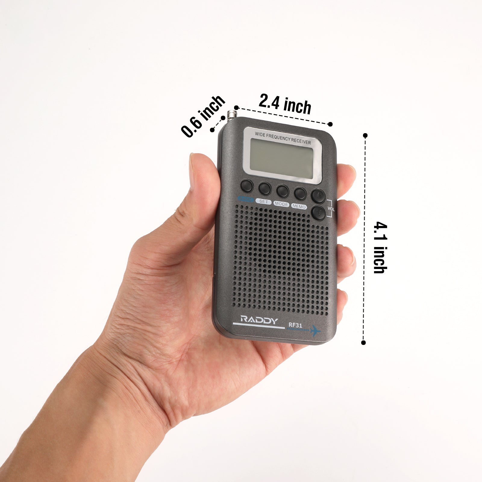 Raddy RF31 Shortwave Radio - Full Band Receiver with FM, AM, CB, SW, VHF Air Band | Portable Radio with External Antenna for Emergency, Travel & Outdoor Adventures | Ideal for Camping, Hiking & Survival Kits