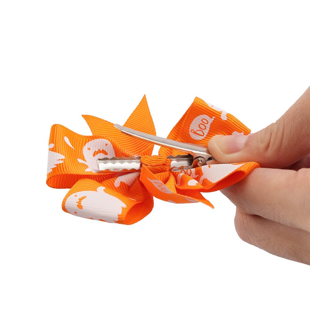 12 Pack Halloween Hair Clips - 3 Inch Handmade Bow Knot Hair Pins for Women & Girls | Perfect for Halloween Costumes, Parties, and Everyday Hair Accessories