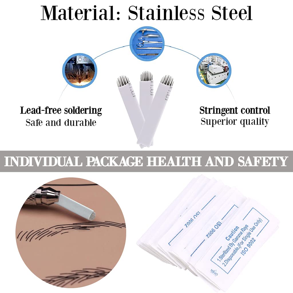 50 Pack Curved 18-Pin Microblading Blades for Semi-Permanent Eyebrow Tattoo - Professional Brow Shaping & Hair Stroke Technique for Natural-Looking Results (Perfect for Salon, Spa & Home Use)