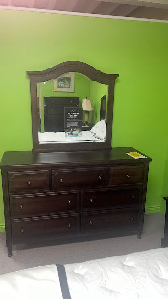 Solid Cherry Wood Triple Dresser with Mirror - Spacious Storage for Bedroom, Closet & Nursery Organization