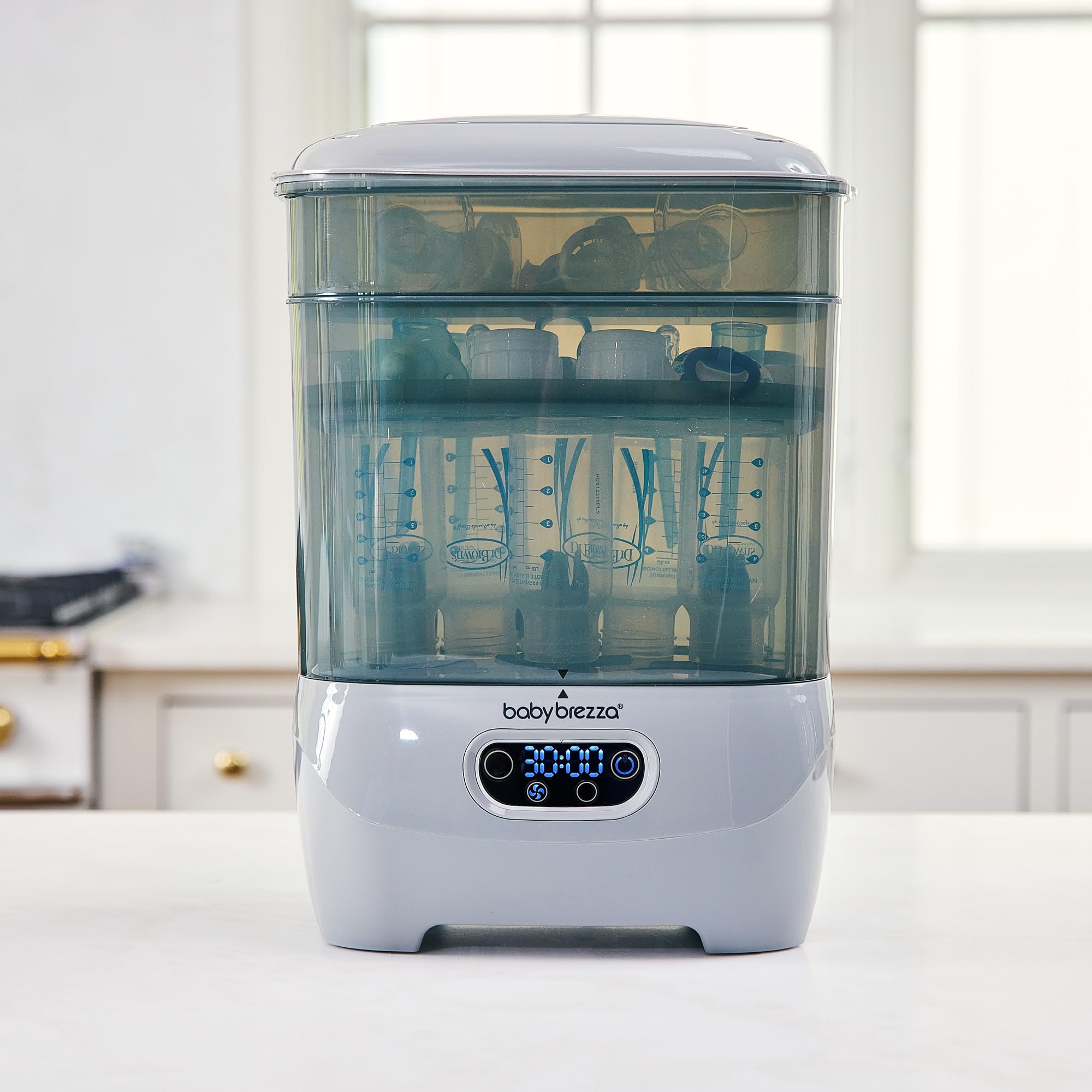 Baby Brezza Advanced Electric Bottle Sterilizer and Dryer - Universal Steam Sterilizing Machine for All Baby Bottles (Plastic/Glass), Pacifiers & Breast Pump Parts - HEPA Filtration System, Grey - Perfect for Nursery, Travel & Daily Baby Care
