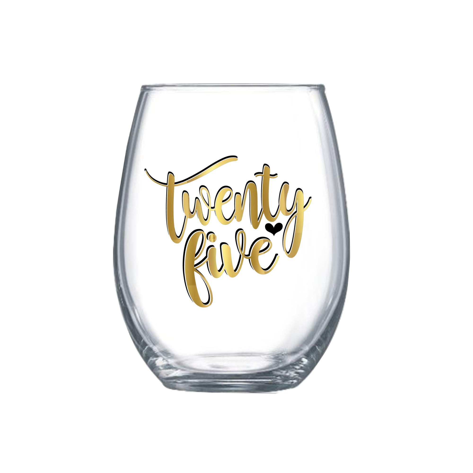 25th Birthday Gifts for Women - Large Stemless Wine Glass with Elegant Design (0079) - Perfect for Celebrations, Parties & Romantic Dinners