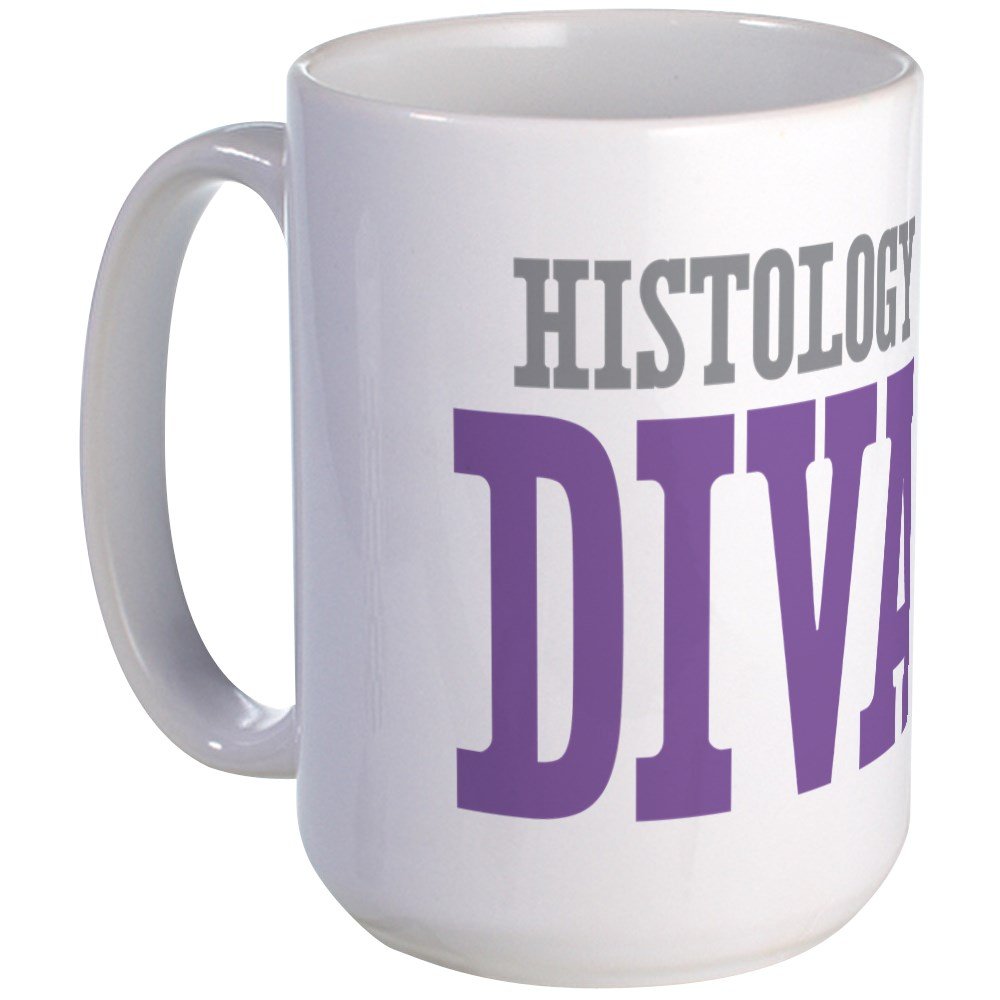 Histology DIVA 15 oz Large White Coffee Mug - Ceramic Tea Cup for Lab Scientists & Medical Students - Perfect for Coffee, Tea, or Hot Drinks at Work, School, or Home