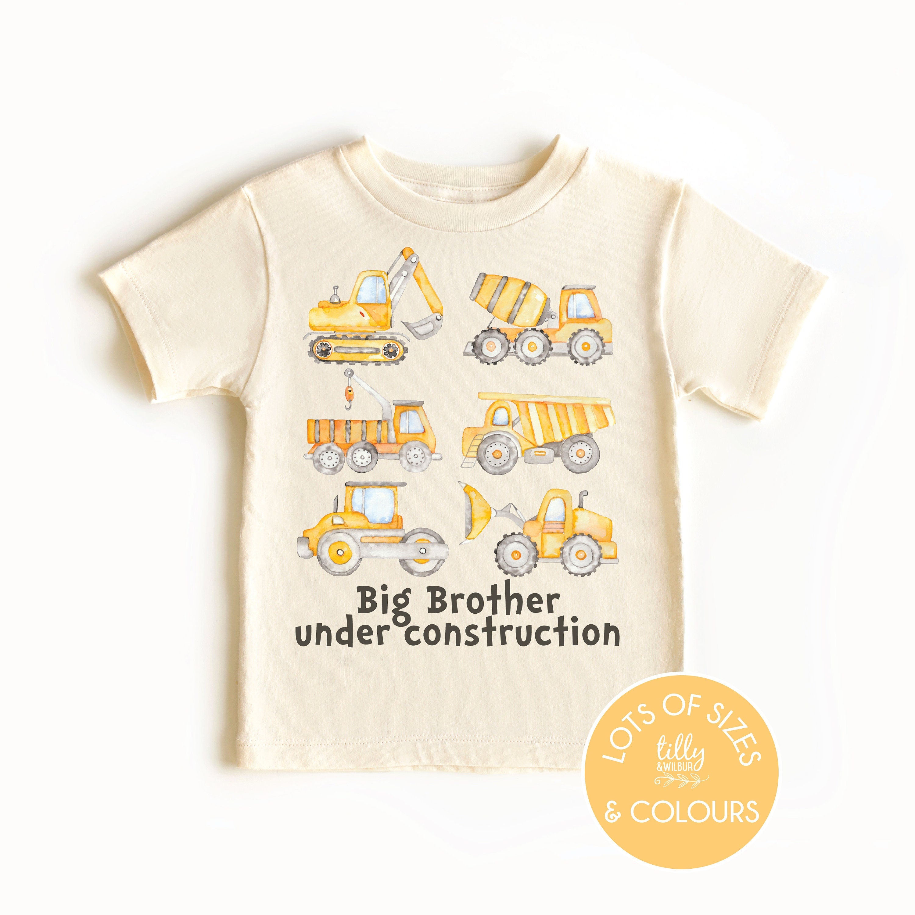 Big Brother Under Construction Funny Baby T-Shirt - Cute Newborn & Toddler Outfit for Siblings & Family Photos