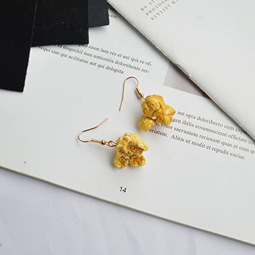 2 Pcs Handmade Resin Drop Earrings - Cute Cartoon Snack & Popcorn Dangle Earrings for Women, Funny Food Charm Jewelry Gift - Perfect for Parties, Cosplay & Daily Fashion Accessories