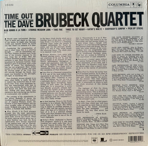 Dave Brubeck Quartet - Time Out Vinyl LP Album 180 Gram Reissue (Mint Condition) - Perfect for Jazz Lovers & Vinyl Collectors