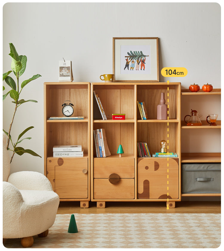 Sturdy Oak Solid Wood Multi-Layer Kids Bookcase - Durable Children's Bookshelf for Bedroom, Nursery & Playroom Organization