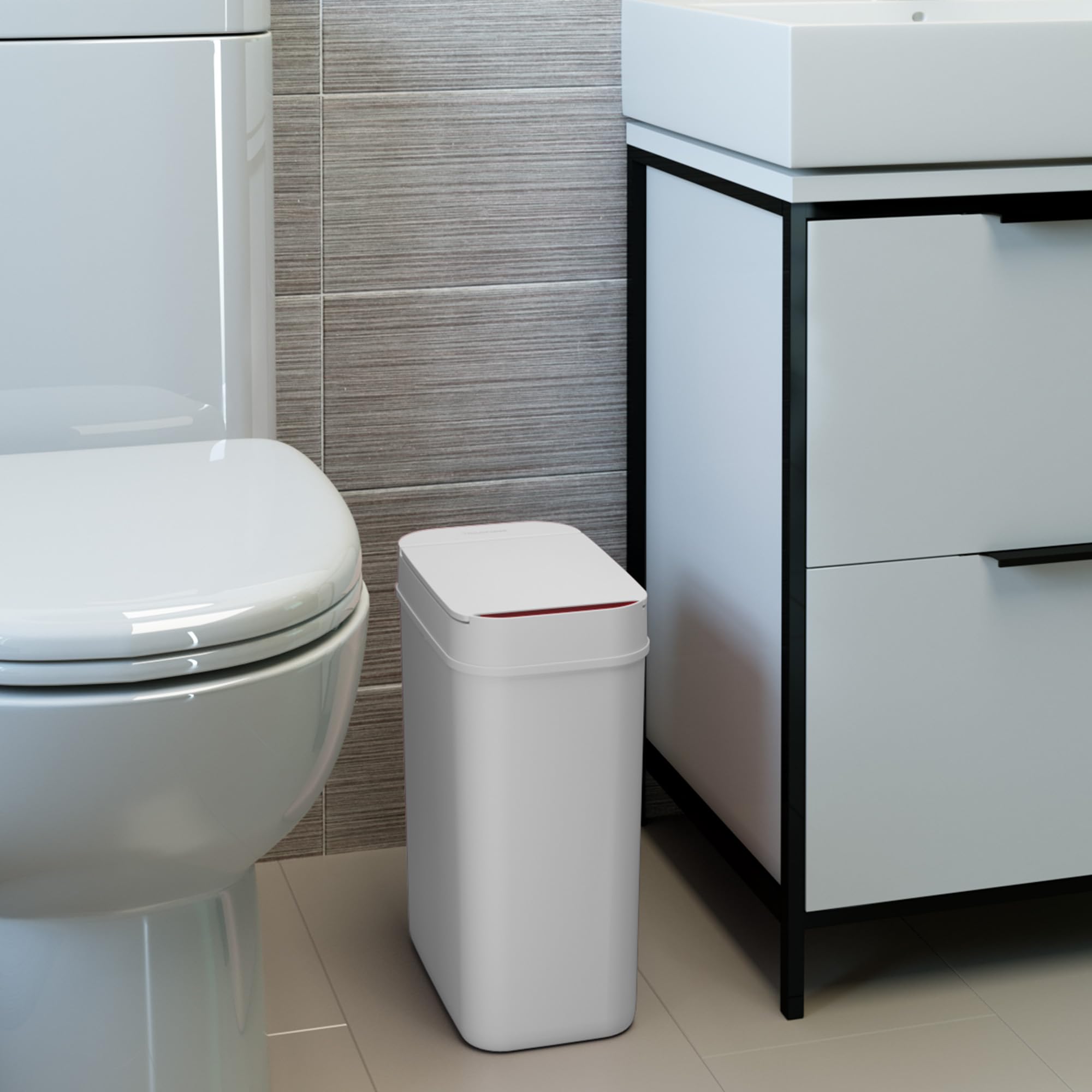 iTouchless 3 Gallon Automatic Motion Sensor Trash Can - 10L Slim Touchless Garbage Bin with Lid, Smart Motion Control for Bathroom, Bedroom, Office - White | Perfect for Small Spaces & Hygiene-Conscious Homes
