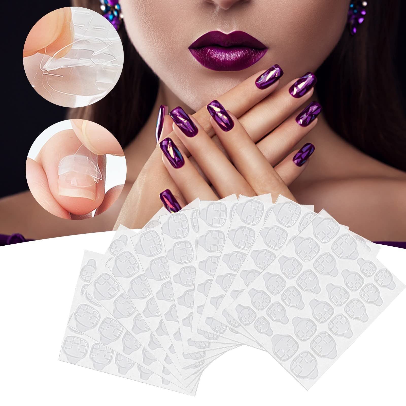 VOIISH Double-Sided Nail Adhesive Tape - 240 PCS Transparent Fake Nail Glue Stickers for Press-On Nails | Flexible & Strong Hold | Perfect for Manicures, Nail Art & Salon Use