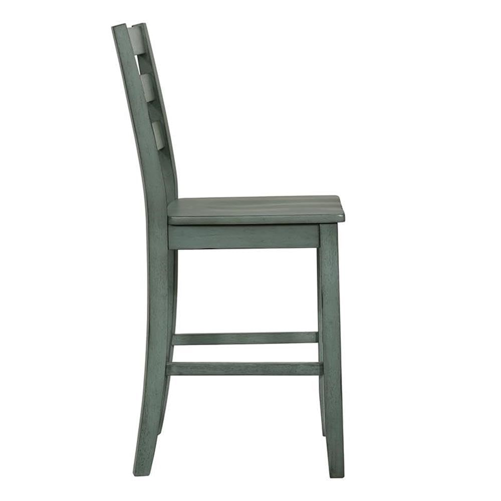 Furniture of America Jolines Wood Counter Height Chair in Green (Set of 2) - Perfect for Kitchen Islands, Breakfast Bars & Small Dining Spaces