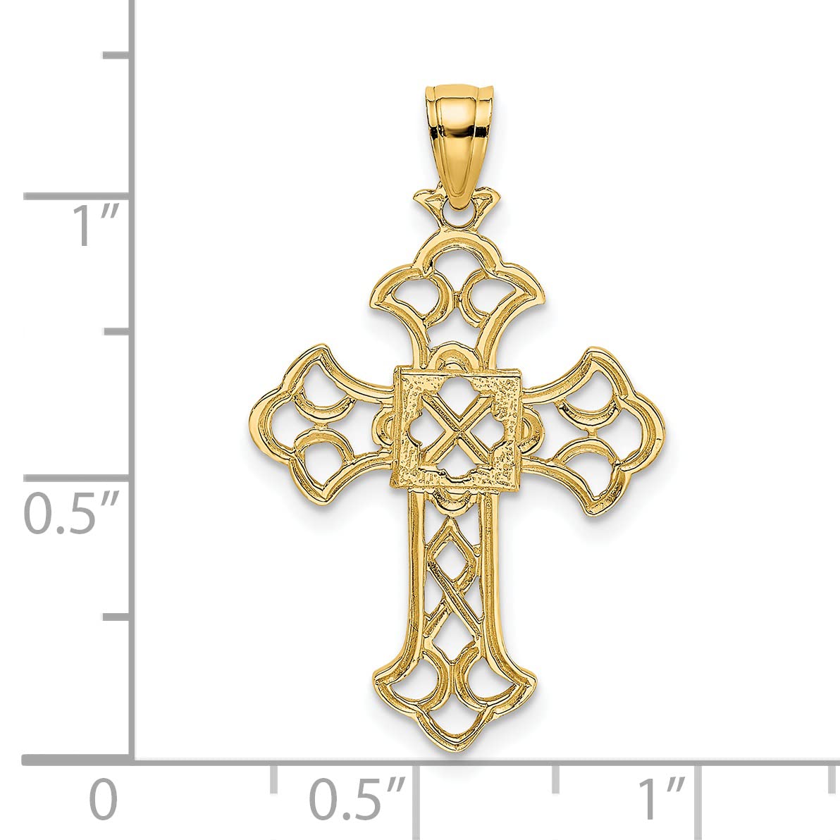 14k Yellow Gold Delicate Cut-Out Cross Charm Necklace - Dainty Religious Jewelry for Women, Perfect for Everyday Wear, Gifts & Special Occasions