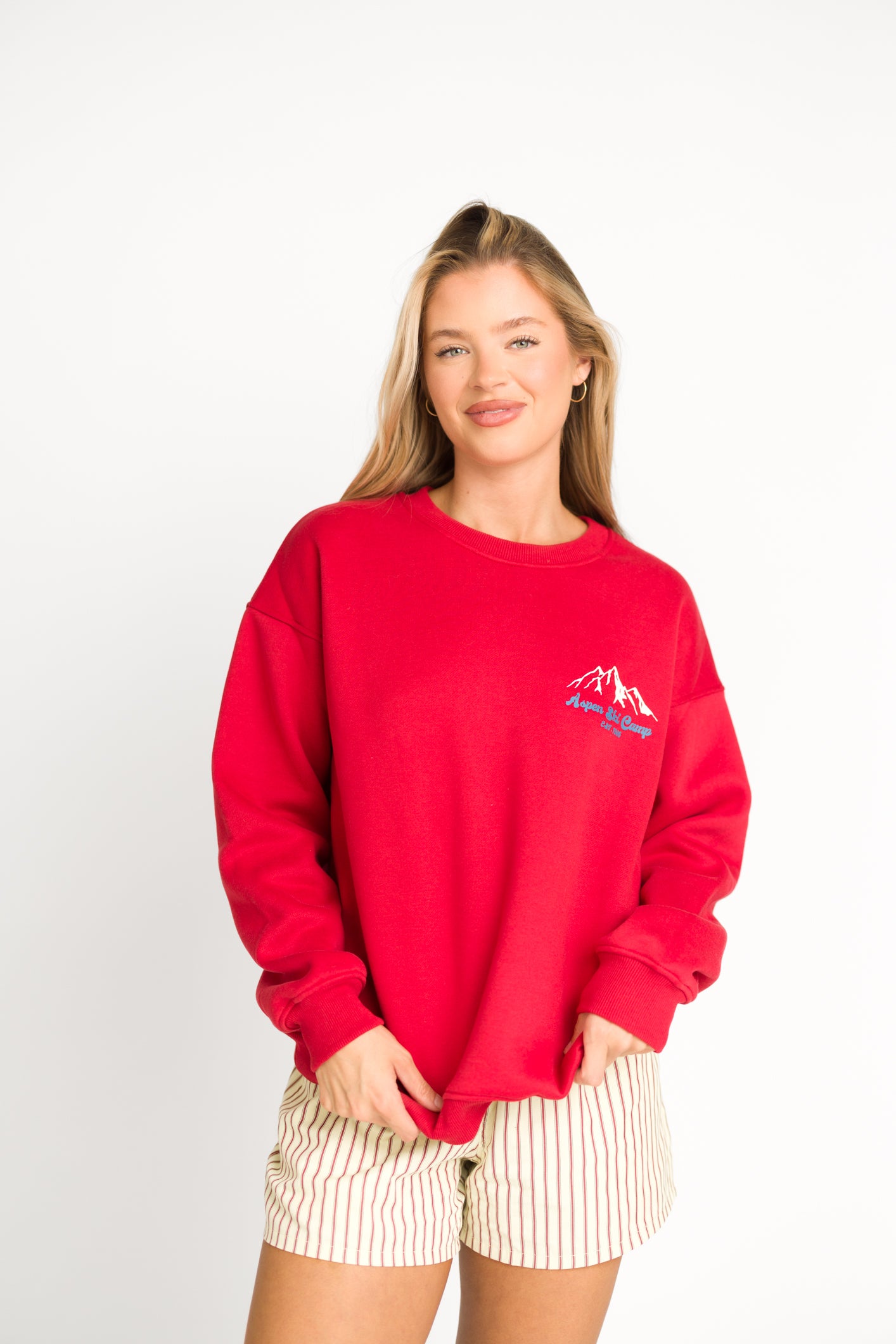Aspen Ski Camp Hoodie - Cozy Cherry Red Pullover for Winter Sports & Outdoor Adventures